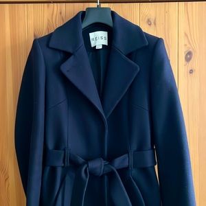 Navy belted wool Reiss coat